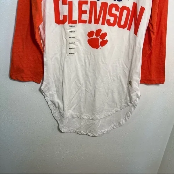 Three Ships Women's Size Medium Quinn Shirt Raglan Sleeve Clemson Tigers White - Image 6