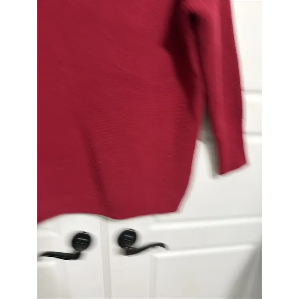 Free People Ottoman Slouchy Tunic Sweater Red Mock Neck‎ Ribbed Knit Small - Image 6