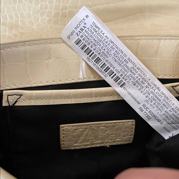 Zara Yellow Cream Mini Shoulder Bag Womens Croc Embossed Minimalist - Image 6