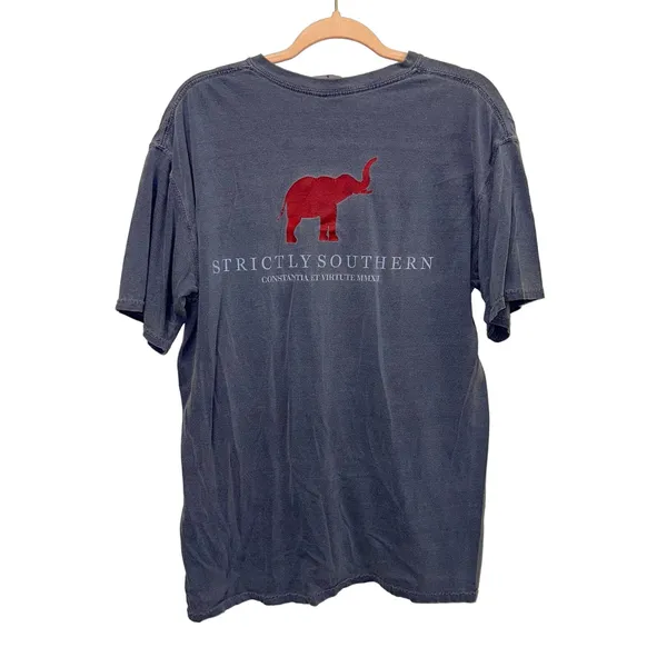 Strictly Southern Elephant Graphic T-Shirt Large Blue Pocket Tee Short‎ Sleeve - Image 2