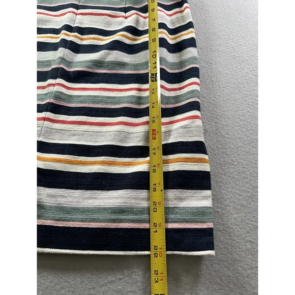 Loft Womens 12 (32/22)‎ Pencil Skirt Striped Blue Pink Textured Twill Split Hems - Image 8