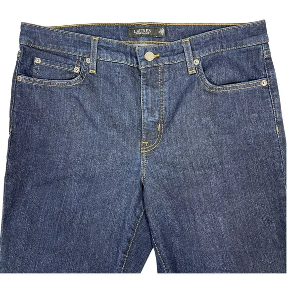 Lauren‎ Ralph Lauren Straight Leg Jeans 14 Dark Wash Blue Denim Mid Rise Classic - Image 5