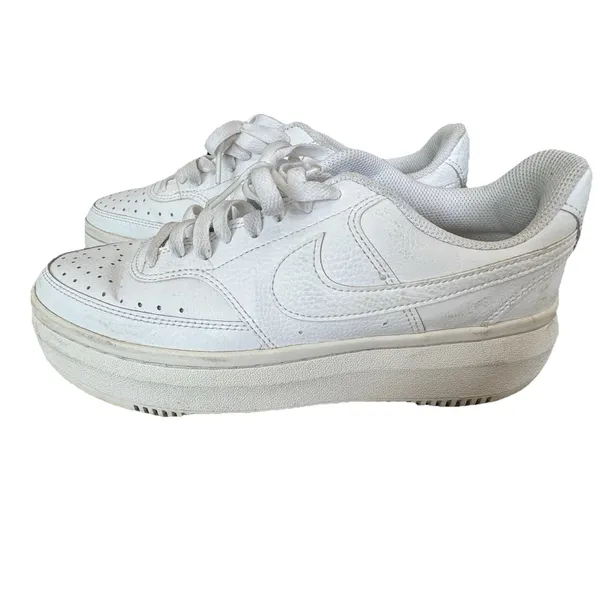 Nike Court Vision Alta Platform Sneakers Triple White Leather Women's Size 9.5 - Image 2