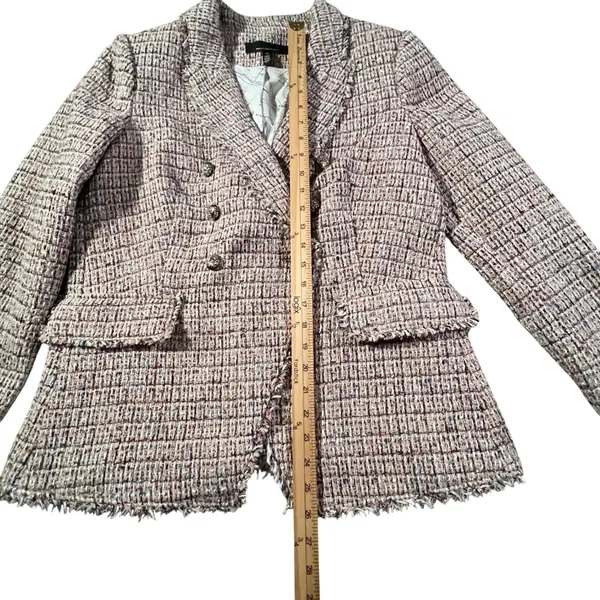 White House Black Market Studio Blazer Women‎ 14 Multi Color Tweed Fringe Trim - Image 11