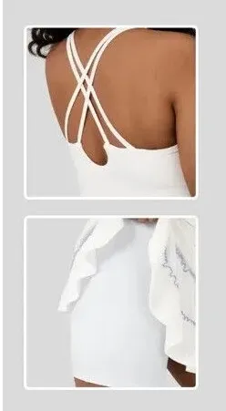 Halara Ruffle Hem White Athletic Dress - Image 6