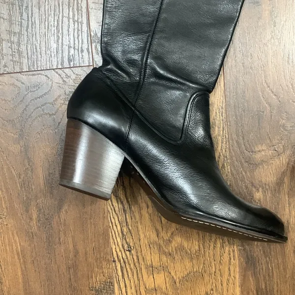 Frye Rory Scrunch Black Leather Knee-High Boots - Image 3