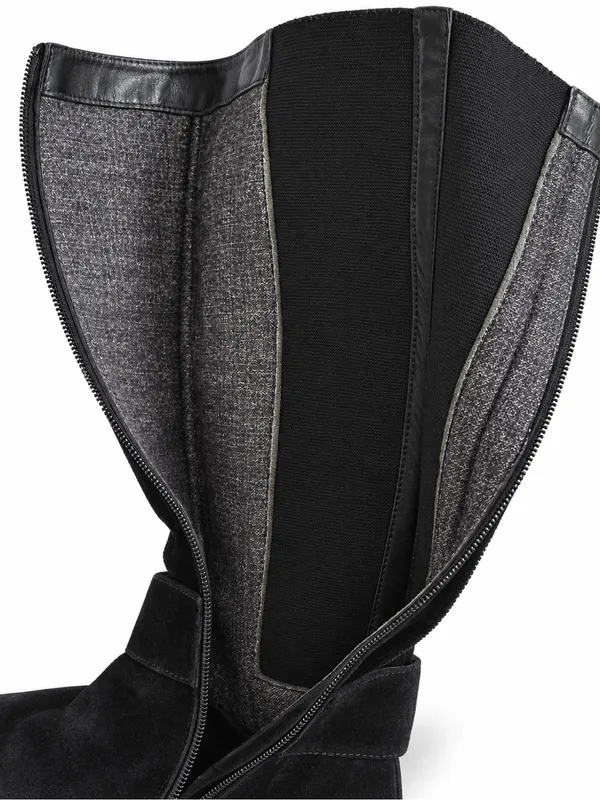 Aquatalia Giada Knee High Riding Boots 6 Black Suede Stretch Luxury - Image 8