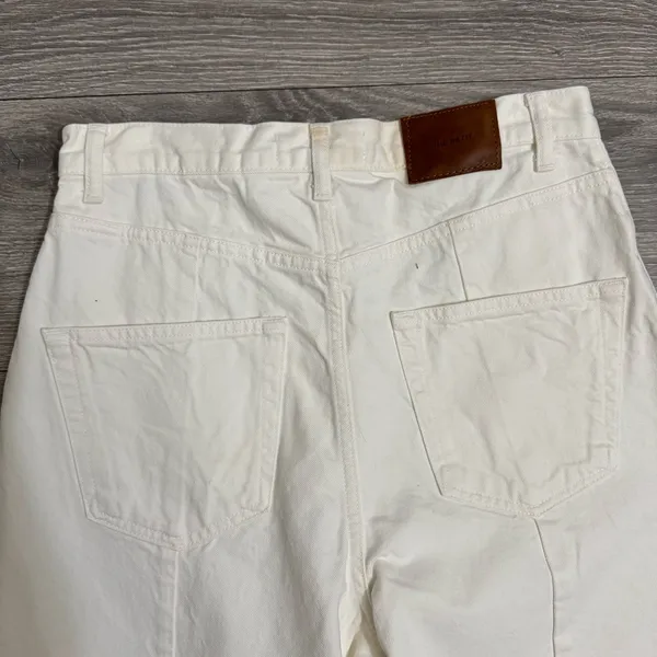 Zara The Petit Women Off White‎ Tapered High Rise Relaxed Fit Boho Jeans Size 6 - Image 8