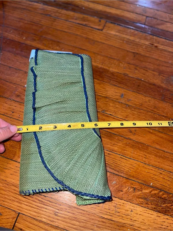 NWT Mud Pie Green Pleated Card Holder with Navy Trim - Image 6