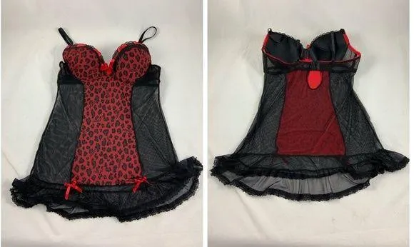 LG XOXO red black cheetah print corset bustier - Image 2