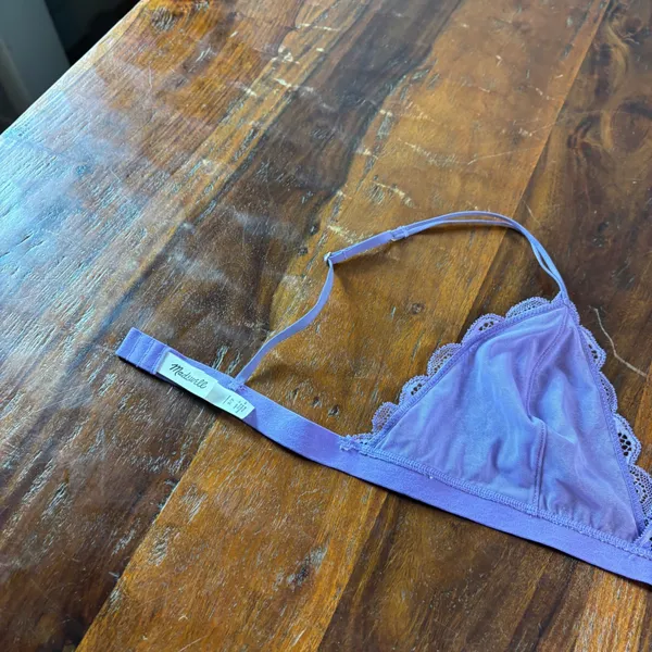 Madewell Purple Floral Lace Triangle Bralette Adjustable Straps Small‎ SP - Image 9