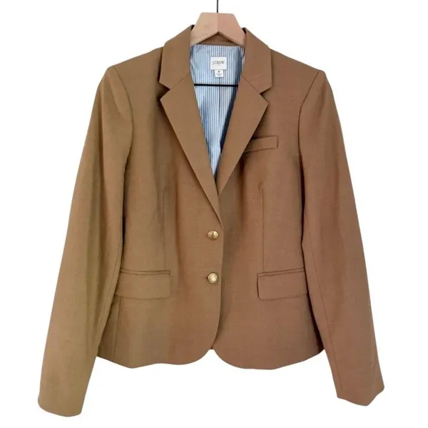 J. Crew Factory Wool Original Schoolboy Blazer Camel Brown Women’s Size 8 - Image 4