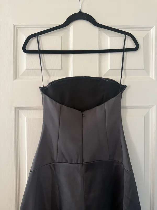 BNWT Zara Dark Gray ZW Collection Asymmetric Satin Dress - Image 10