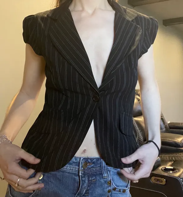 BCX pinstripe button blouse  - Image 3