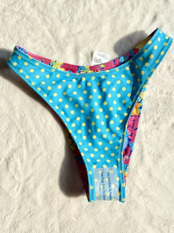 NWT Wild Fable Reversible Floral Mid Rise High Leg Cheeky Bikini Bottom - XS - Image 4