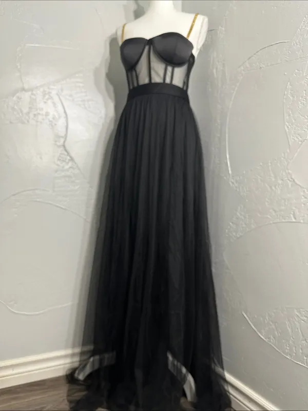 The Vintage Shop Black Tulle Corset Maxi Dress - Image 8