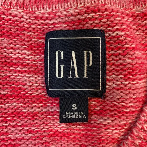 GAP Pink Marled Y2K Style V-Neck Sweater S Clean Girl Cozycore 100% Cotton Knit - Image 3