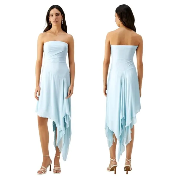 Bec+Bridge‎ Dress Women 10 Dolphin Blue Elzette Strapless Asymmetric Midi NWT - Image 2