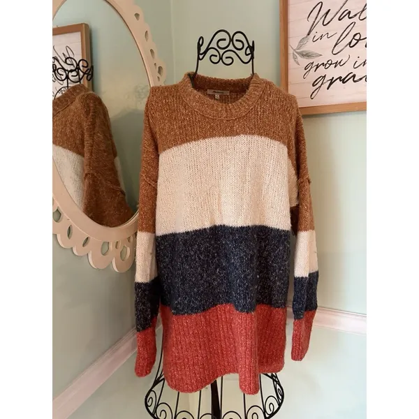 Madewell S Striped Baxter Tunic‎ Sweater Oversized Alpaca Blend Knit Crewneck - Image 2