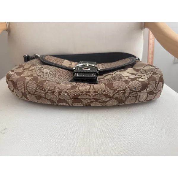 Vintage y2k Coach Soho Patchwork Hobo Bag Signature Jacquard Leather Trim Buckle - Image 6
