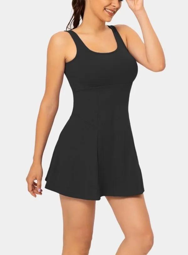 Halara Square Neck Side Pocket 2-Piece Mini Flare Dress Set - Image 3