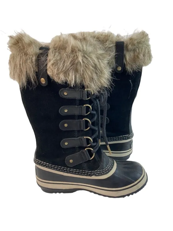 -Sorel Joan of Arc Snow Boots Womens Size 8 Black Waterproof Winter Faux Fur - Image 5