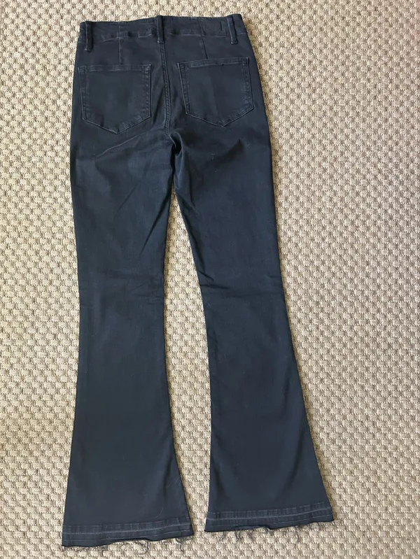 PAIGE High-Rise Lou Lou Flare Jeans Exposed Button-Fly Flared Raw Hem Jeans - Image 5