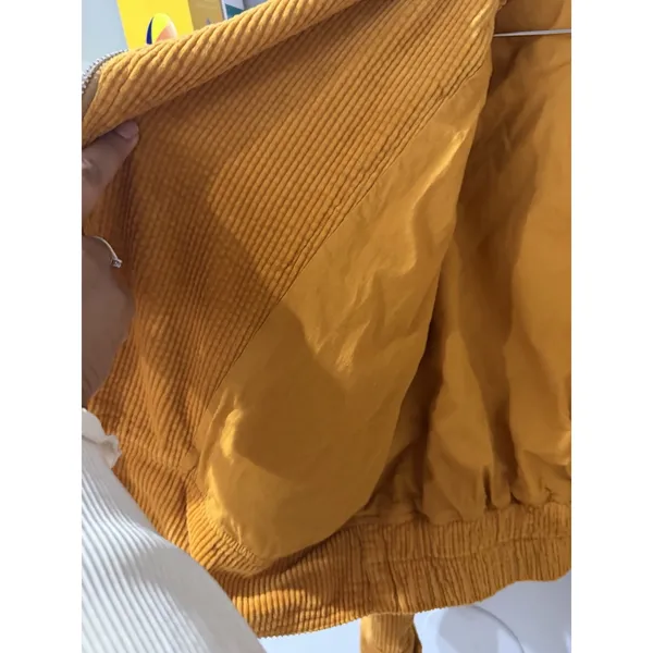 New Free People Jacket Small Slouchy Dolman Moto Corduroy Biker Caramel Orange - Image 12