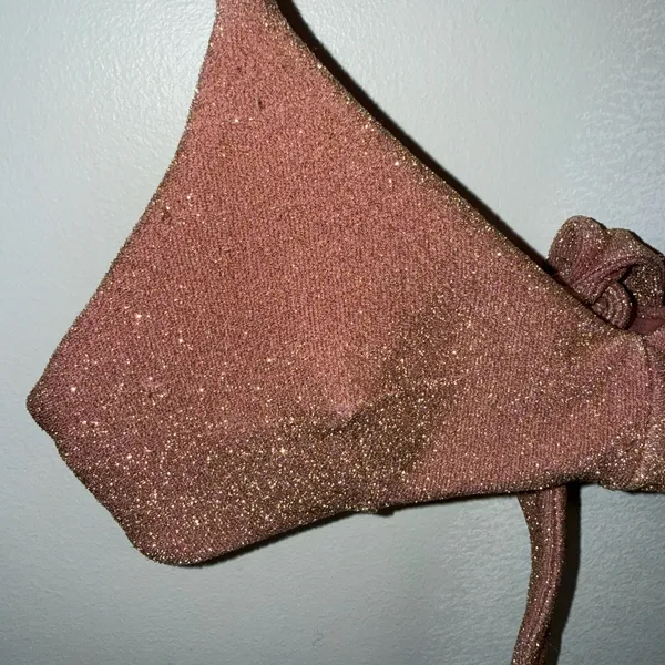 PRE-OWNED H&M Metallic Sparkle Mauve Bikini Adjustable Strap Top 4 - Image 5