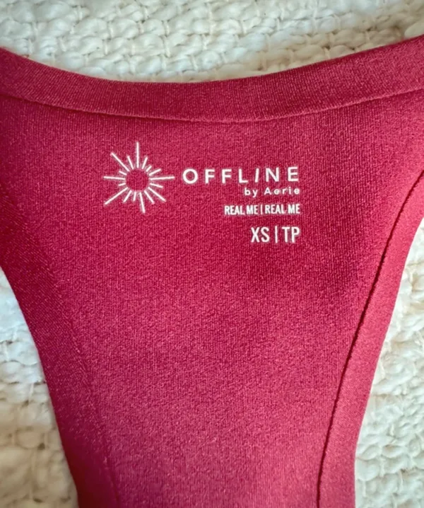 NWT OFFLINE by Aerie Real Me Racerback Sports Bra Tank Size XS Burgundy - Image 5