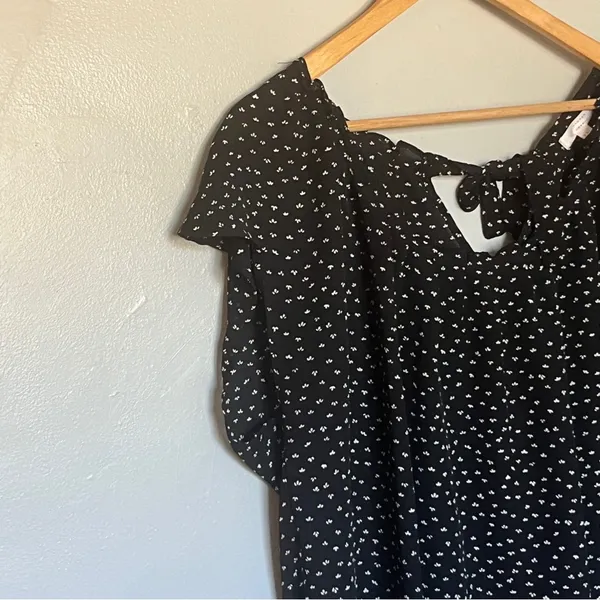 LC Lauren Conrad Floral Butterfly Design Lightweight Blouse Top Black XXL - Image 3