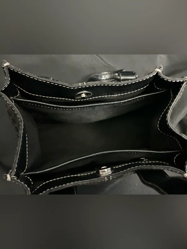 Nine & CO Black Tote Bag with Contrast Stitching - Image 9