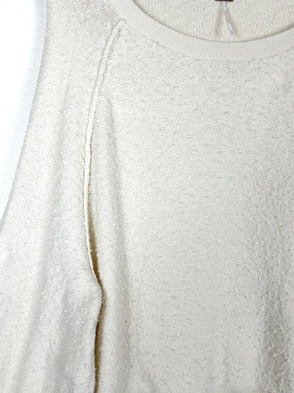 Free People Boucle Found My Friend ivory cream cotton oversized sweater size S - Image 6