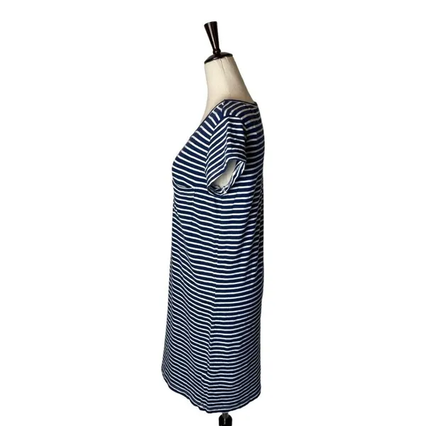 Joie Blue And White Striped Cotton Short Sleeve Pullover Mini T Shirt‎ Dress S - Image 5