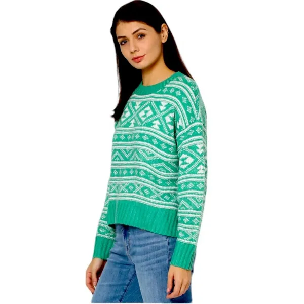 American Eagle Snowdrift Fair Isle Sweater | Green & White | Large - Image 3