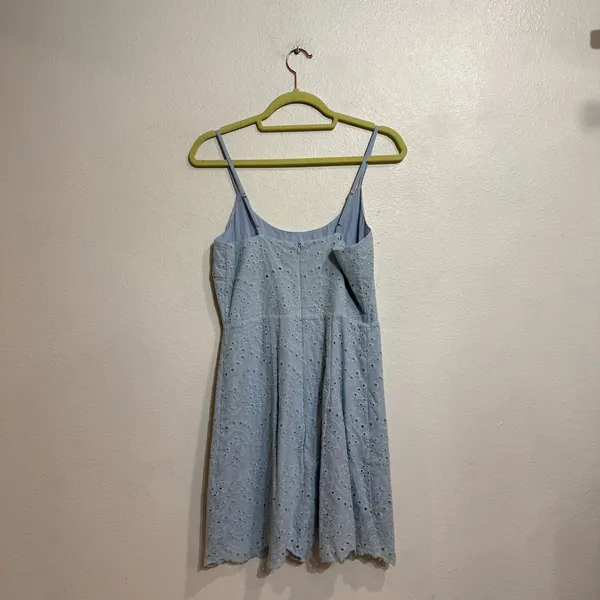 Lulus Light Blue Modern Romantic Eyelet Embroidered Cotton Mini Dress Sz S - Image 9