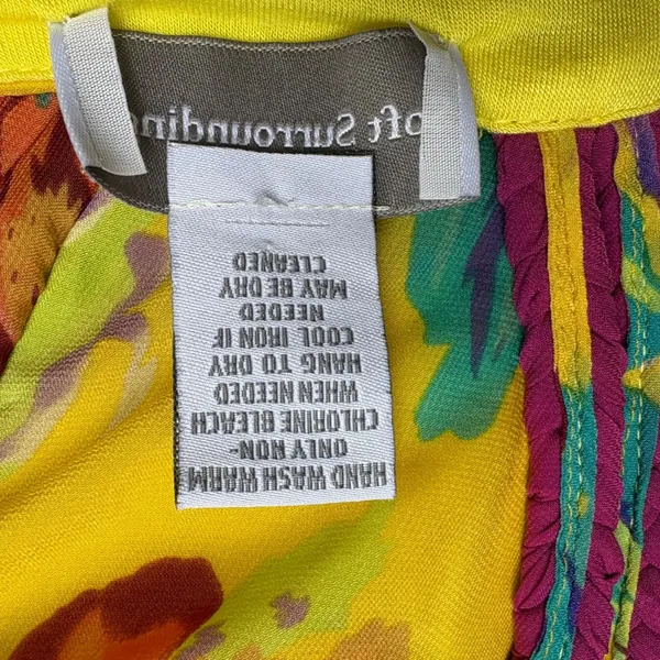 Soft Surroundings Maxi Dress Gown‎ M Yellow Floral Vibrant Empire Waist Garden - Image 8