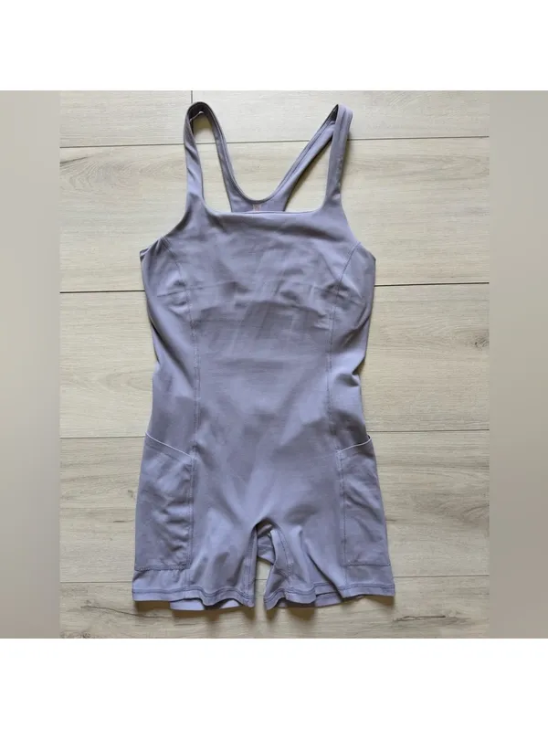 Free People FP Movement Never Better Runsie Soft Girl Pastel Lilac Romper xs - Image 5