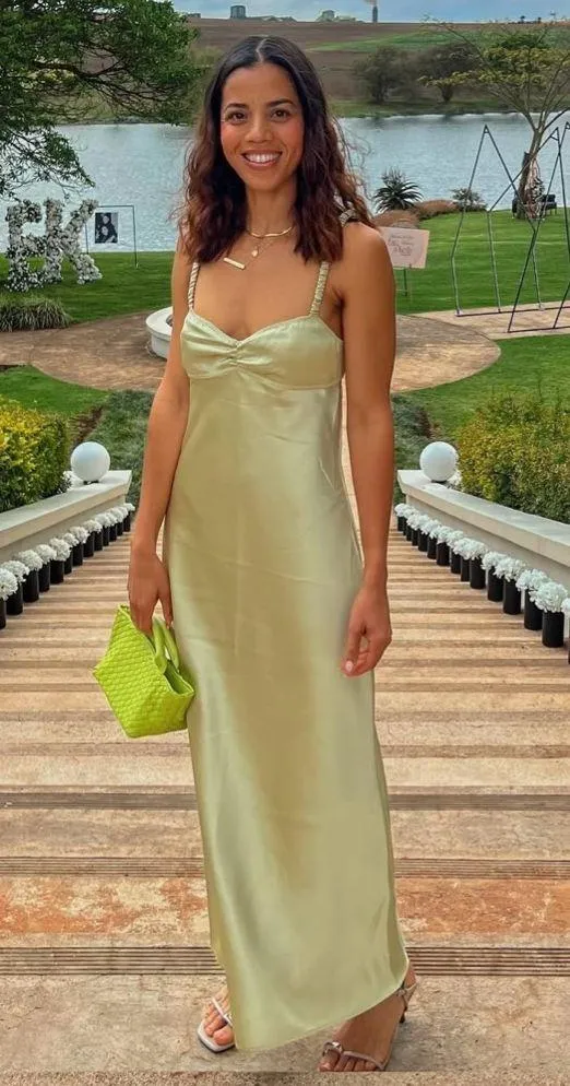 Zara dress maxi Midi sage olive green satin Lingerie Effect Wedding Party Coctail - Image 8