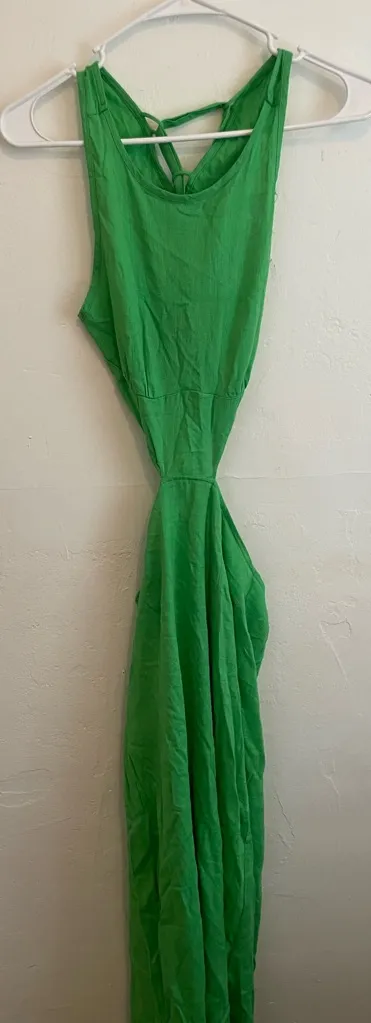 SHEIN Strappy Back Long Linen Dress in Green - Image 5