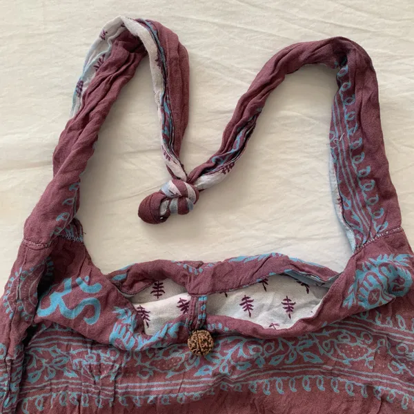 World Market Burgundy / Plum & Blue Boho Hippie Shoulder Sling Bag - Image 10