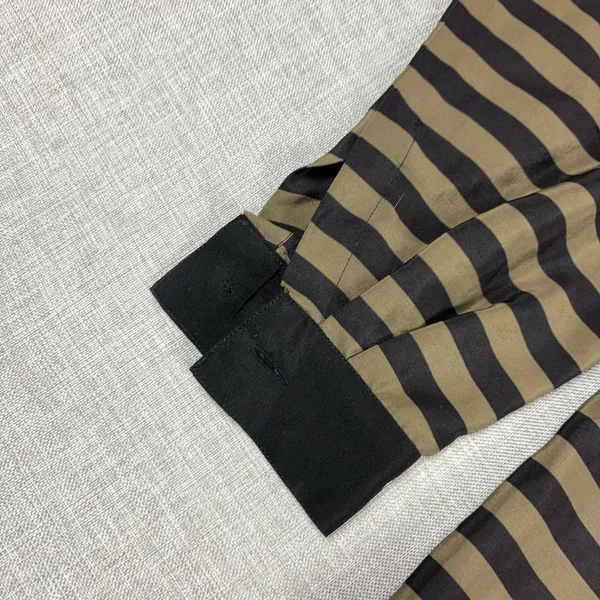 Vintage Albert Nipon Blouse Womens 6 Brown Striped Round Neck Long Sleeve‎ Silk - Image 3
