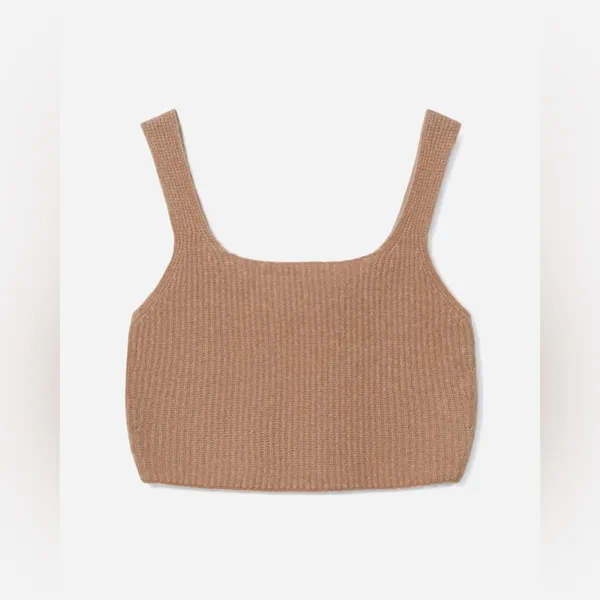 EVERLANE The Cozy-Stretch Wool Blend Ribbed Crop Tank in Camel Size Medium NWT - Image 5