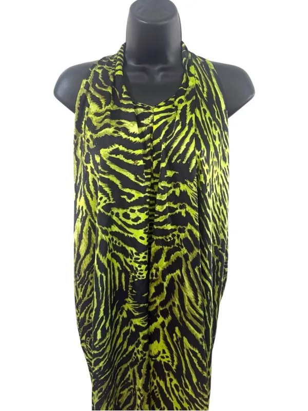 Ganni Women’s Lime Tiger Halter Top Dress Size 42/L Silk NWT Casual Evening Dres - Image 5