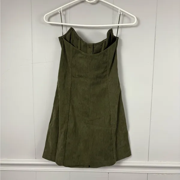 Urban Outfitters Cali Corduroy Strapless Corset Mini Green Dress Size Medium - Image 4