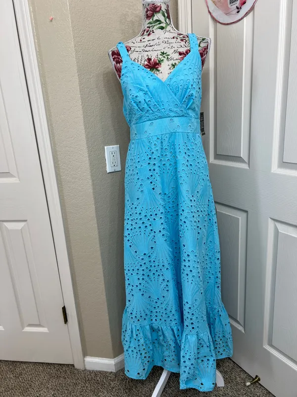 Boston Proper Eyelet Surplice Ankle Length Dress size 8 - Image 2