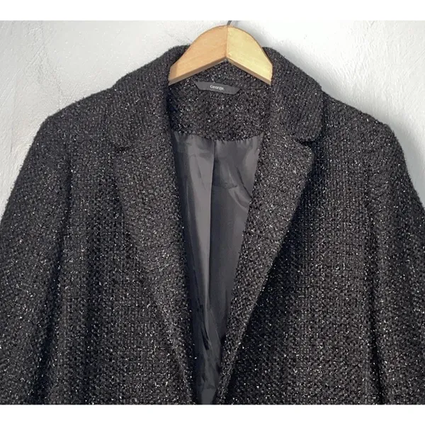Black Silver Sparkle Tweed Jacket Women Size US 10 12 Formal Coat Event Evening - Image 3