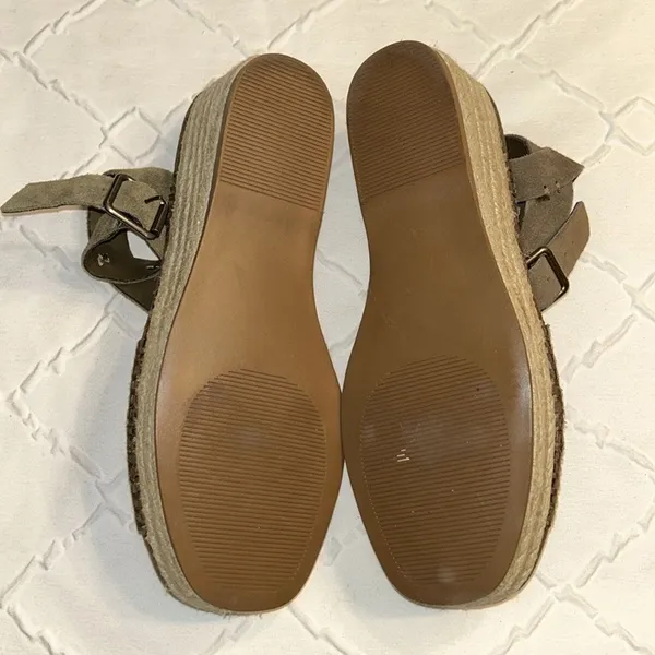 Steve Madden Green Suede/Leather Wedge Heel Open Toe Sandals (Size 8.5M) - Image 3