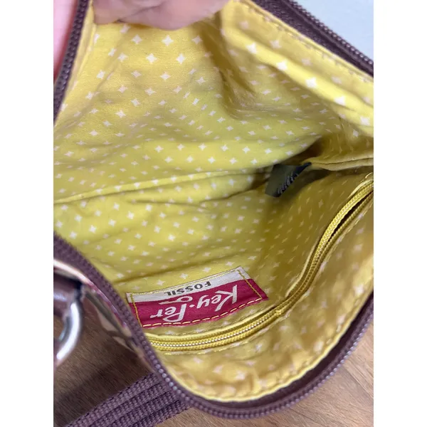 Fossil Key-Per Crossbody Bag Retro Floral Red Yellow Turnlock Pocket Purse - Image 11