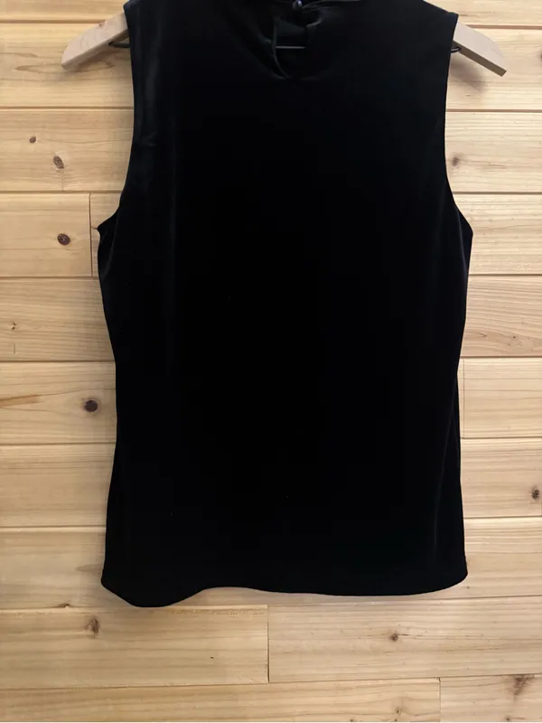 Lauren Ralph Lauren Medium Sleeveless Velvet Cowlneck Turtleneck Blouse Top - Image 3